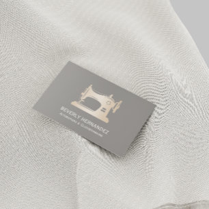 Gold Sewing Machine Seamstress Gray Business Card