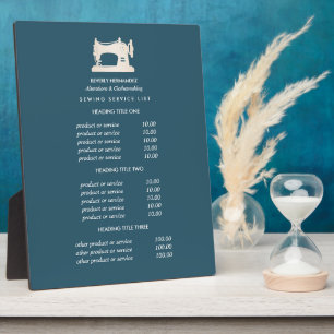 Gold Sewing Machine Seamstress Teal pricing Plaque