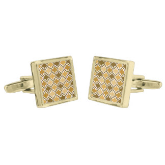 Gold Shades Quatrefoil Pattern Cufflinks