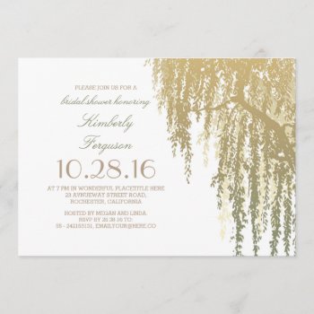 Gold Shades Willow Tree Elegant Bridal Shower Invitation by jinaiji at Zazzle