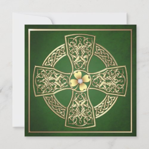 Gold Shamrock Celtic St Patrick's Day Wedding Invitation