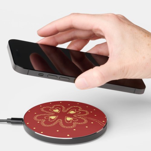 Gold Shamrock Clover Love  Wireless Charger