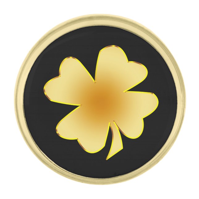 Gold Shamrock Gold Finish Lapel Pin (Front)