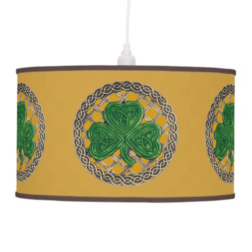 Gold Shamrock On Celtic Knots Ceiling Lamp