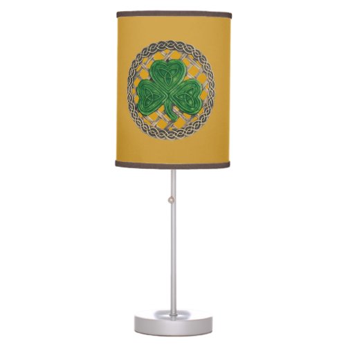 Gold Shamrock On Celtic Knots Desk Lamp