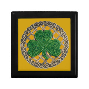 Gold Shamrock On Celtic Knots Gift Box