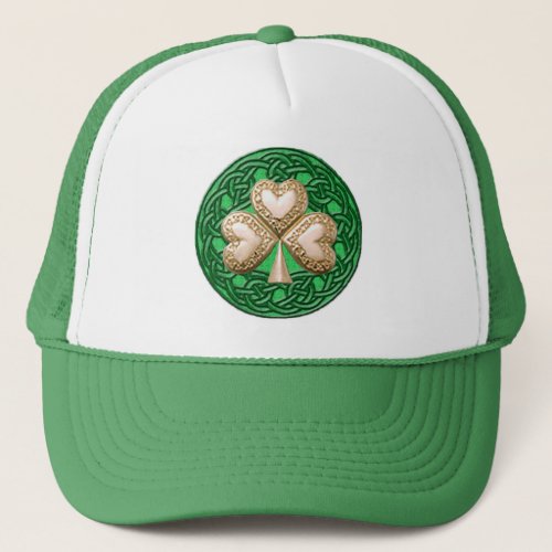 Gold Shamrock On Celtic Knots Hat