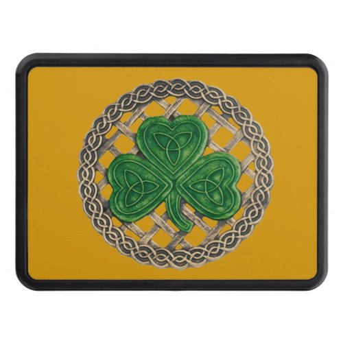 Gold Shamrock On Celtic Knots Hitch Cover