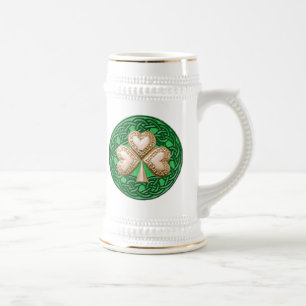Gold Shamrock On Celtic Knots Mug