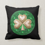 Gold Shamrock On Celtic Knots Reversible Pillow