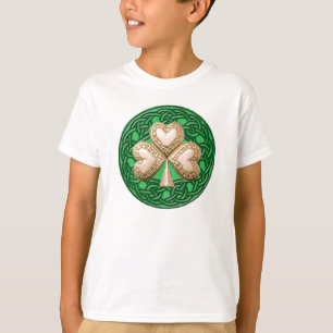 Gold Shamrock On Celtic Knots Shirt