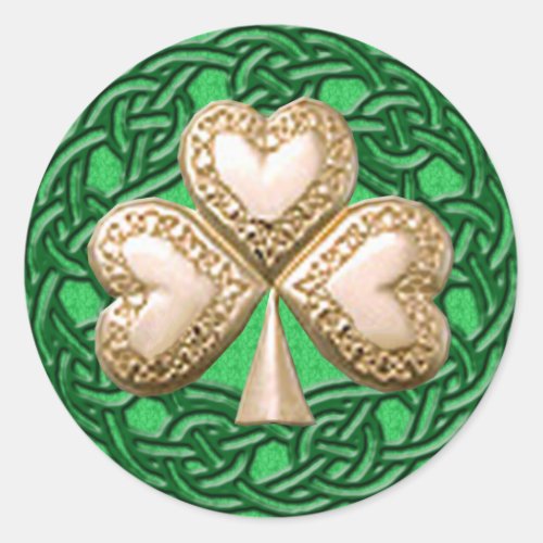Gold Shamrock On Celtic Knots Stickers
