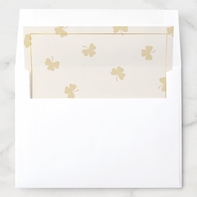 Gold Shamrock Pattern Cream & Gold Elegant Envelope Liner (In Envelope)