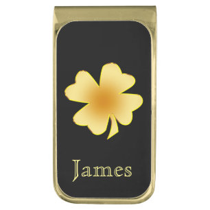 Gold Shamrock Personalized Finish Money Clip