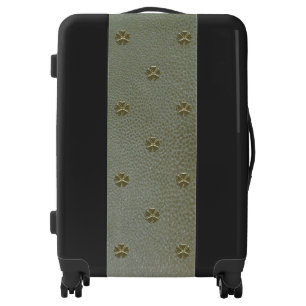 Gold  Shamrock, St.Patrick`s Day,Green Leather Luggage