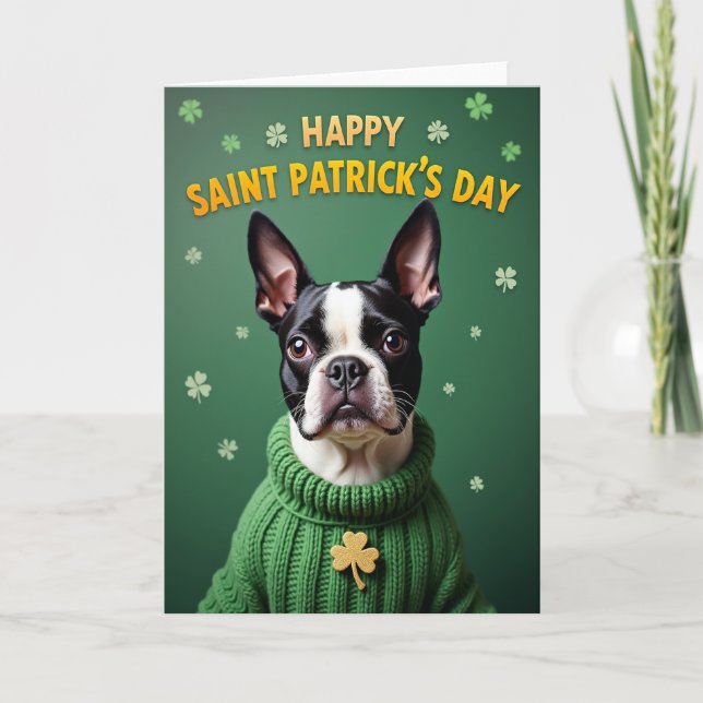 Gold Shamrock Terrier Day Card (Front)