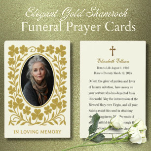 Gold Shamrocks Catholic Funeral Prayer Memorial