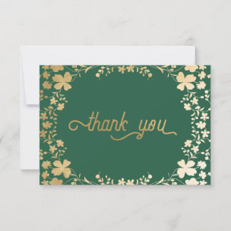 Gold Shamrocks, Irish Green Thank You Cards