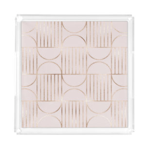 Gold shapes: mid-century modern pattern. acrylic tray