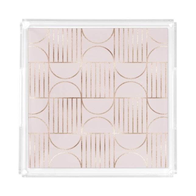Gold shapes: mid-century modern pattern. acrylic tray (Front)
