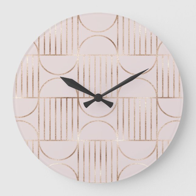Gold shapes: mid-century modern pattern. large clock (Front)