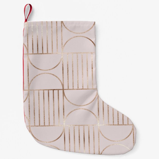 Gold shapes: mid-century modern pattern. small christmas stocking (Front)