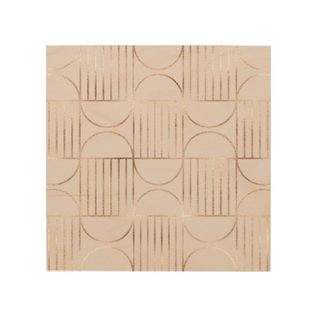 Gold shapes: mid-century modern pattern. wood wall art (Front)