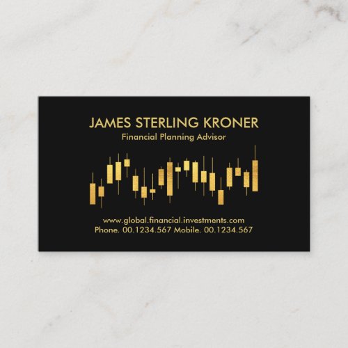 Gold Share Market Stock Graph Business Card