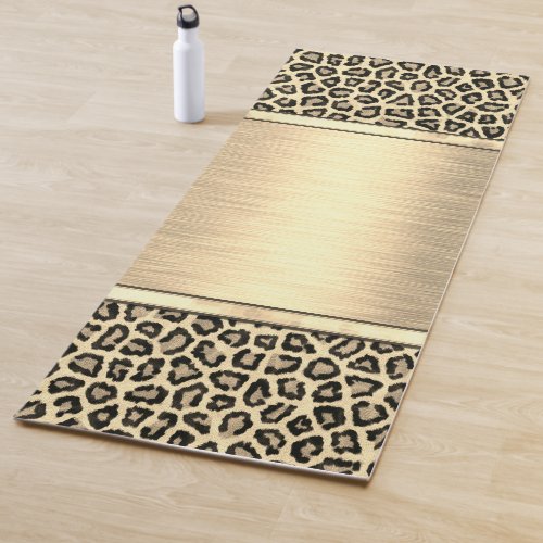 Gold Sheen Gold Leopard Print Yoga Mat