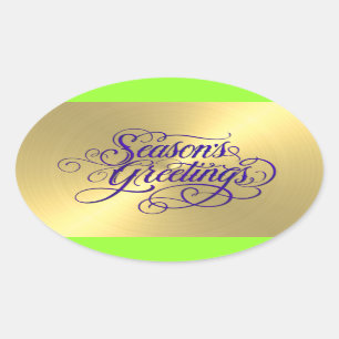 Gold Sheen Purple Season's Greetings Sticker