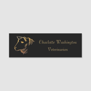 Gold Sheep Head Veterinarian Name Tag