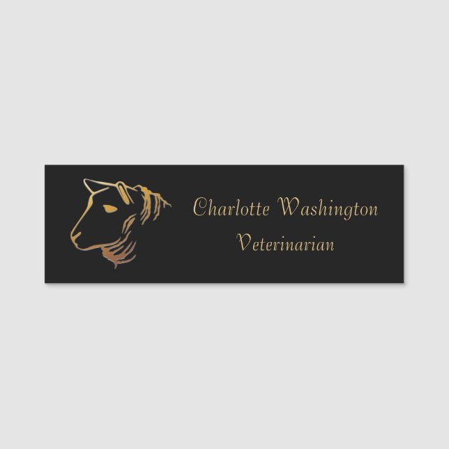 Gold Sheep Head Veterinarian Name Tag (Front)