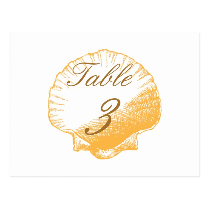 Gold Shells Beach Wedding Table Number Cards Postcard