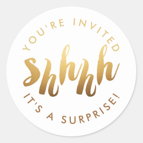 Gold Shh Surprise Birthday Sticker