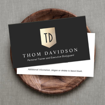 Gold Shield Monogram Logo Protection And Security Business Card by sm_business_cards at Zazzle