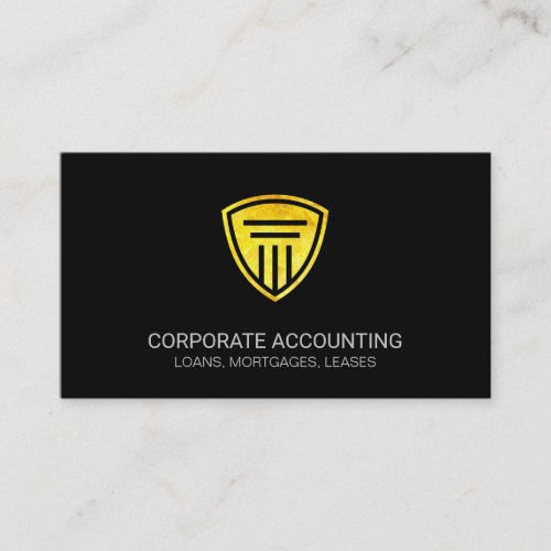 Gold Shield Pillar Icon  Corporate Business Card