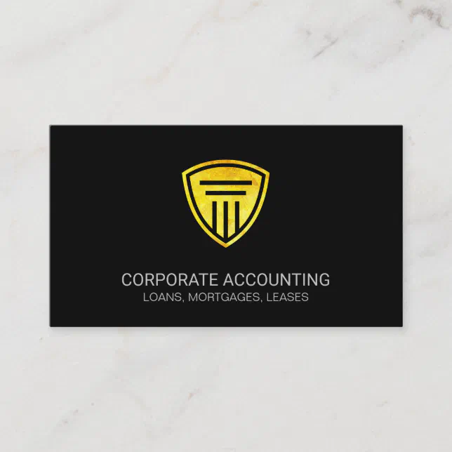 Gold Shield Pillar Icon Corporate Business Card Zazzle