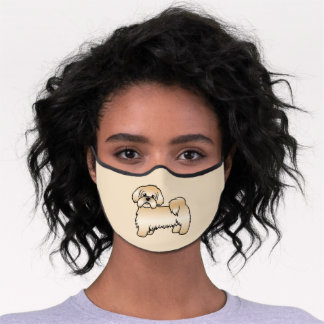 Gold Shih Tzu Cartoon Dog Drawing Premium Face Mask