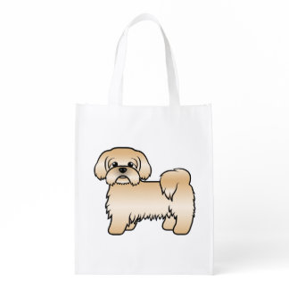 Gold Shih Tzu Cute Cartoon Dog Illustration Grocery Bag