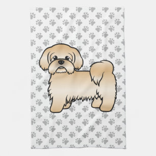 Gold Shih Tzu Cute Cartoon Dog Illustration Kitchen Towel