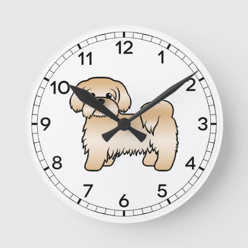 Gold Shih Tzu Cute Cartoon Dog Illustration Round Clock