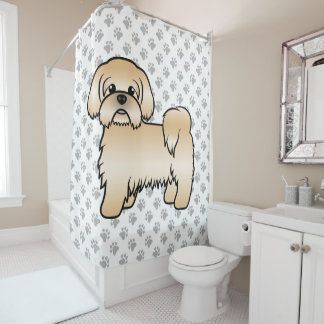 Gold Shih Tzu Cute Cartoon Dog Illustration Shower Curtain