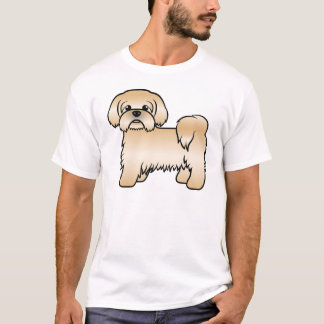 Gold Shih Tzu Cute Cartoon Dog Illustration T-Shirt