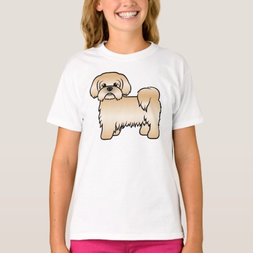 Gold Shih Tzu Cute Cartoon Dog Illustration T_Shirt