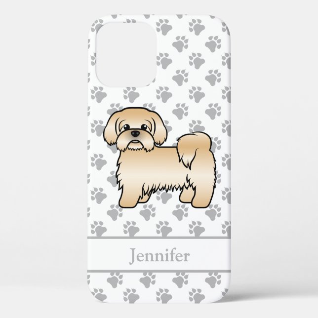Gold Shih Tzu Cute Cartoon Dog & Name Case-Mate iPhone Case (Back)