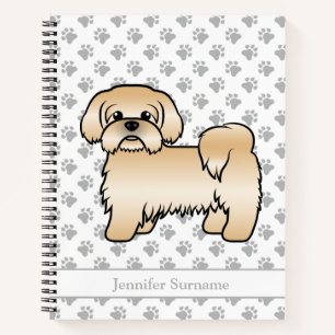 Gold Shih Tzu Cute Cartoon Dog & Name Notebook