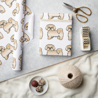 Gold Shih Tzu Cute Cartoon Dog Pattern Wrapping Paper