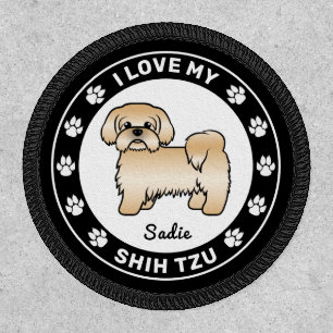 Gold Shih Tzu Dog - I Love My Shih Tzu & Name Patch