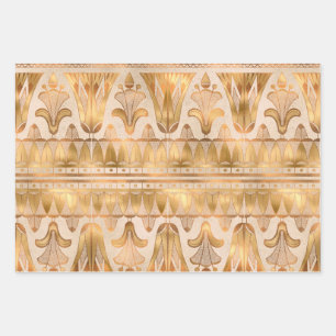 Gold Shimmer Art Deco Wrapping Paper Sheets