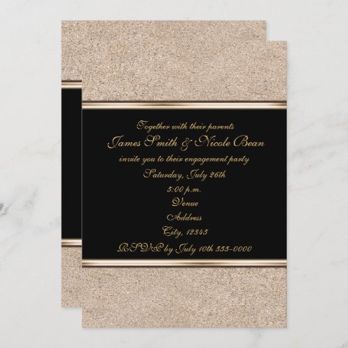 Gold Shimmer  Black Elegant Any Event Invitations